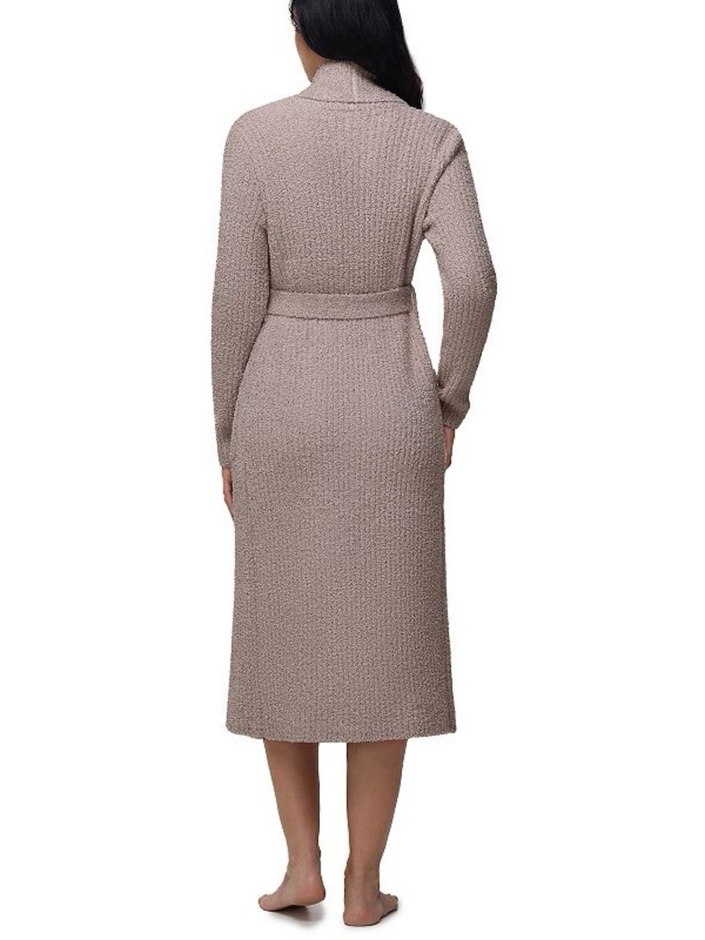 Adyson Parker Long Shawl-Collar Knit Robe in Taupe - Picture 2 of 5